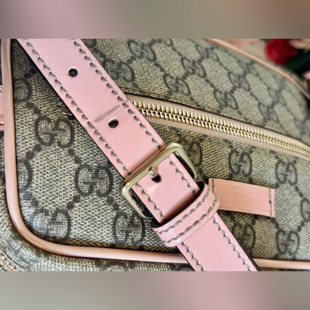 Stunning Gucci GG Supreme Canvas Crossbody Camera Bag Beige Pink - Picture 16 of 16